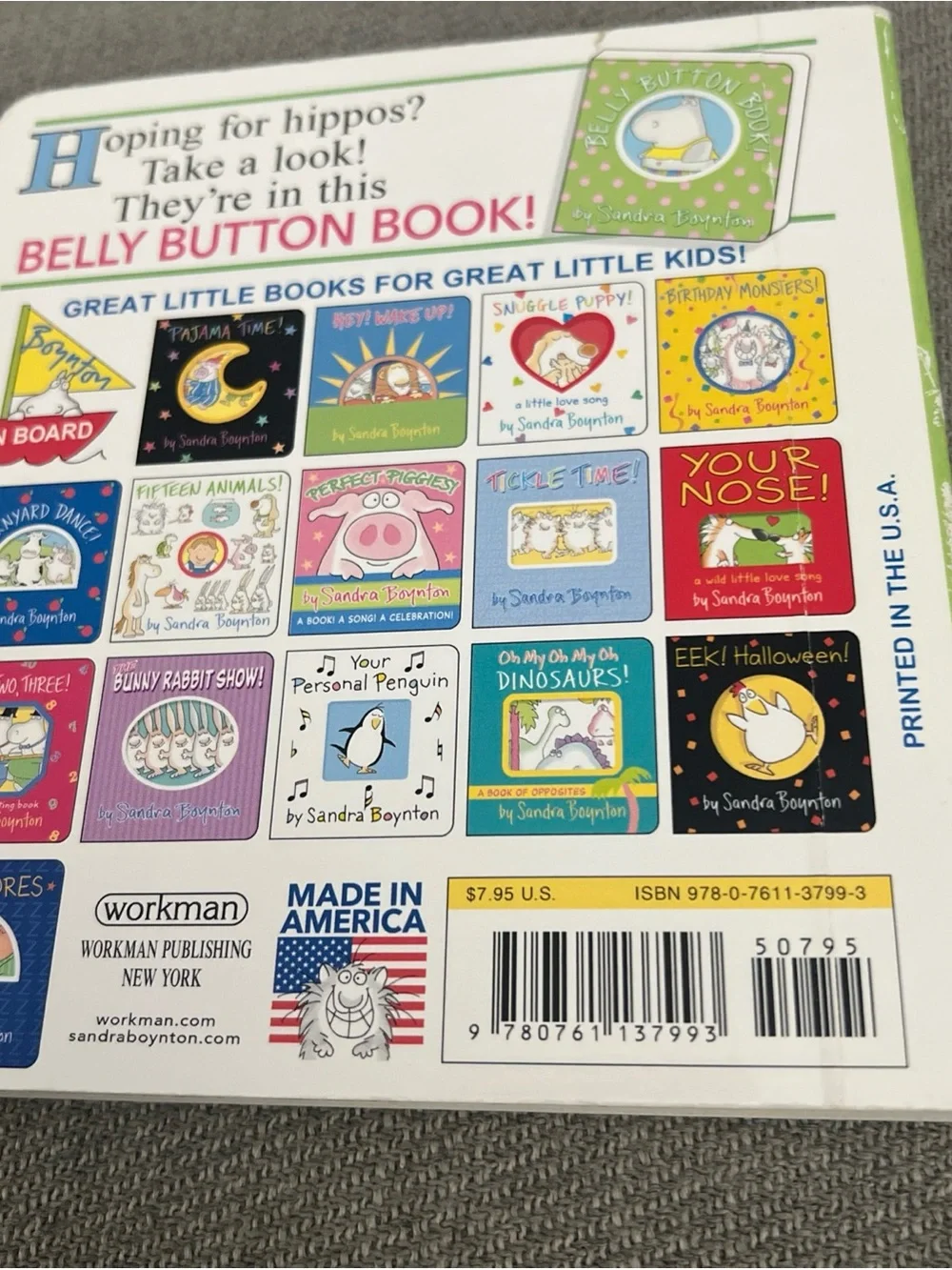 Sandra Boynton Belly Button Book — Green with Pink Polka Dots